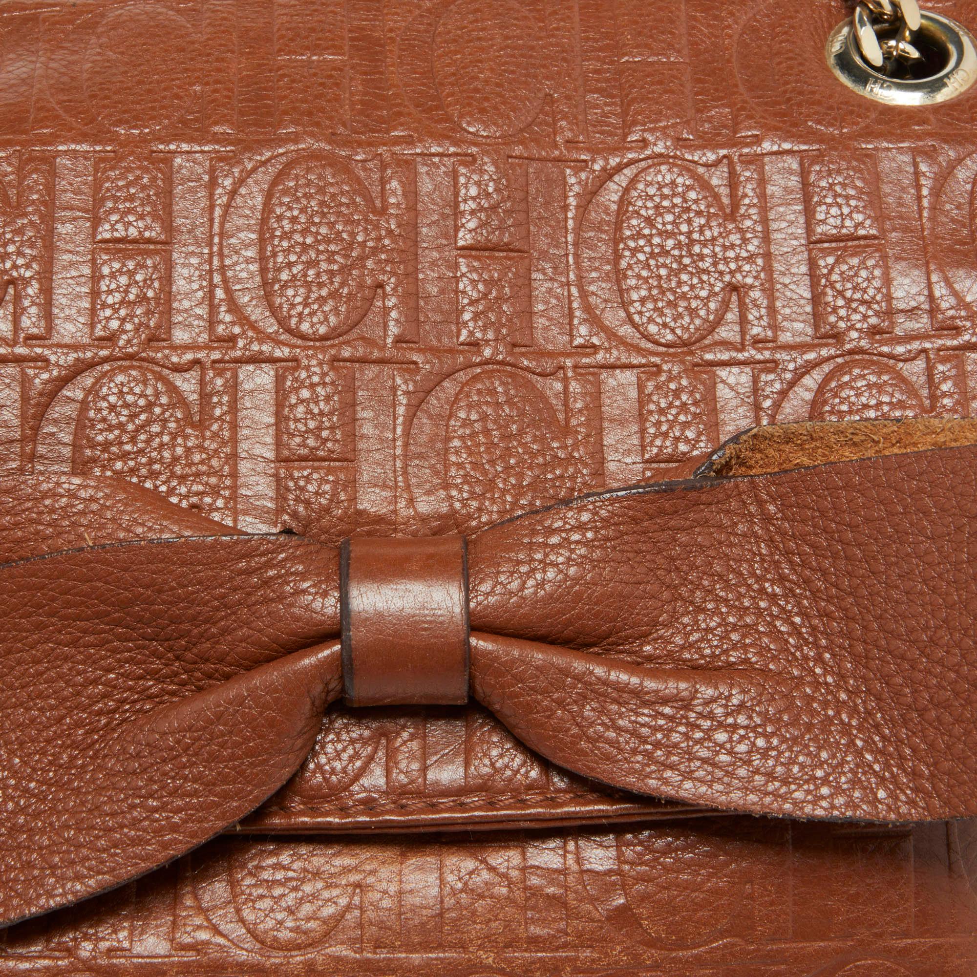 CH Carolina Herrera Brown Monogram Leather Audrey Shoulder Bag 10