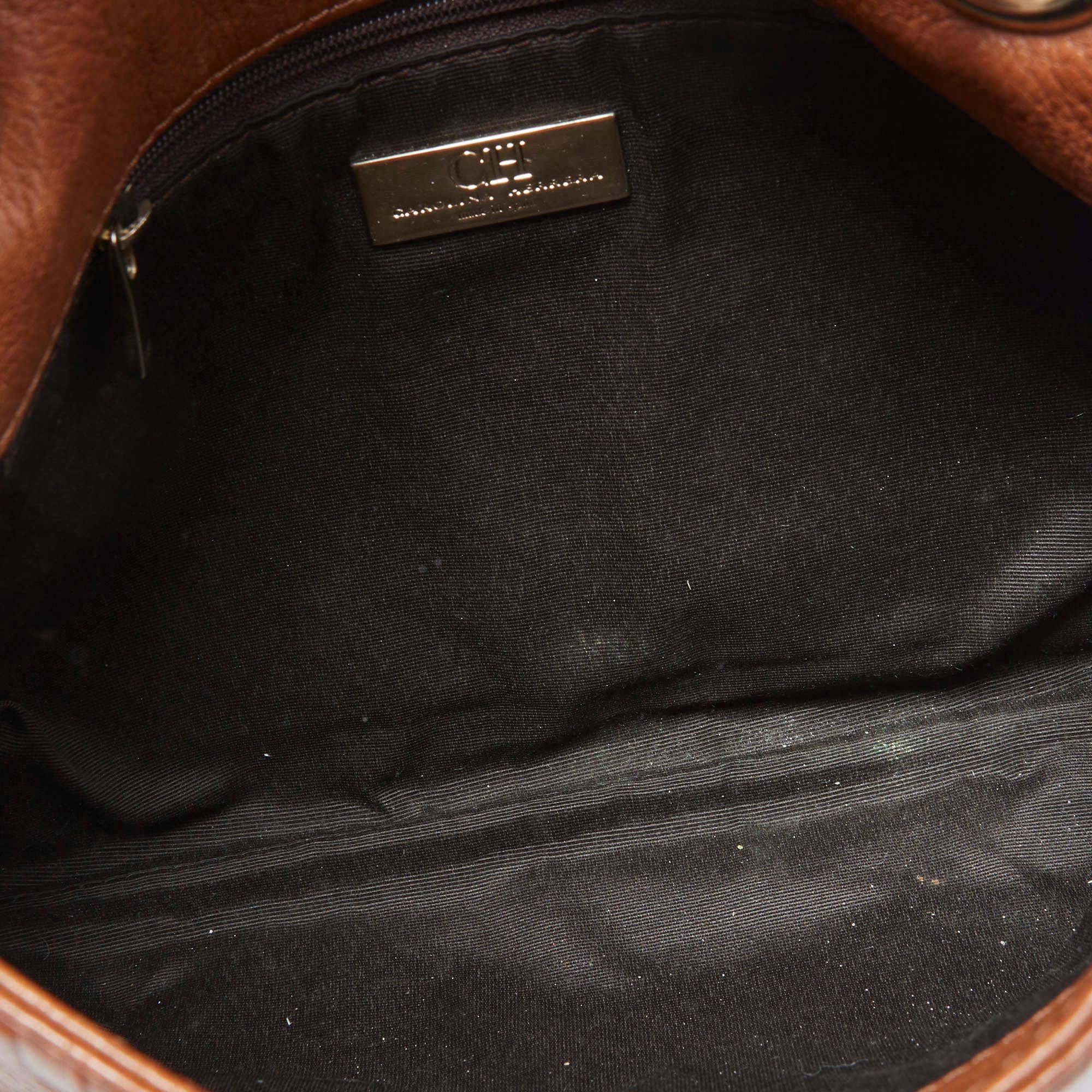 CH Carolina Herrera Brown Monogram Leather Audrey Shoulder Bag 12