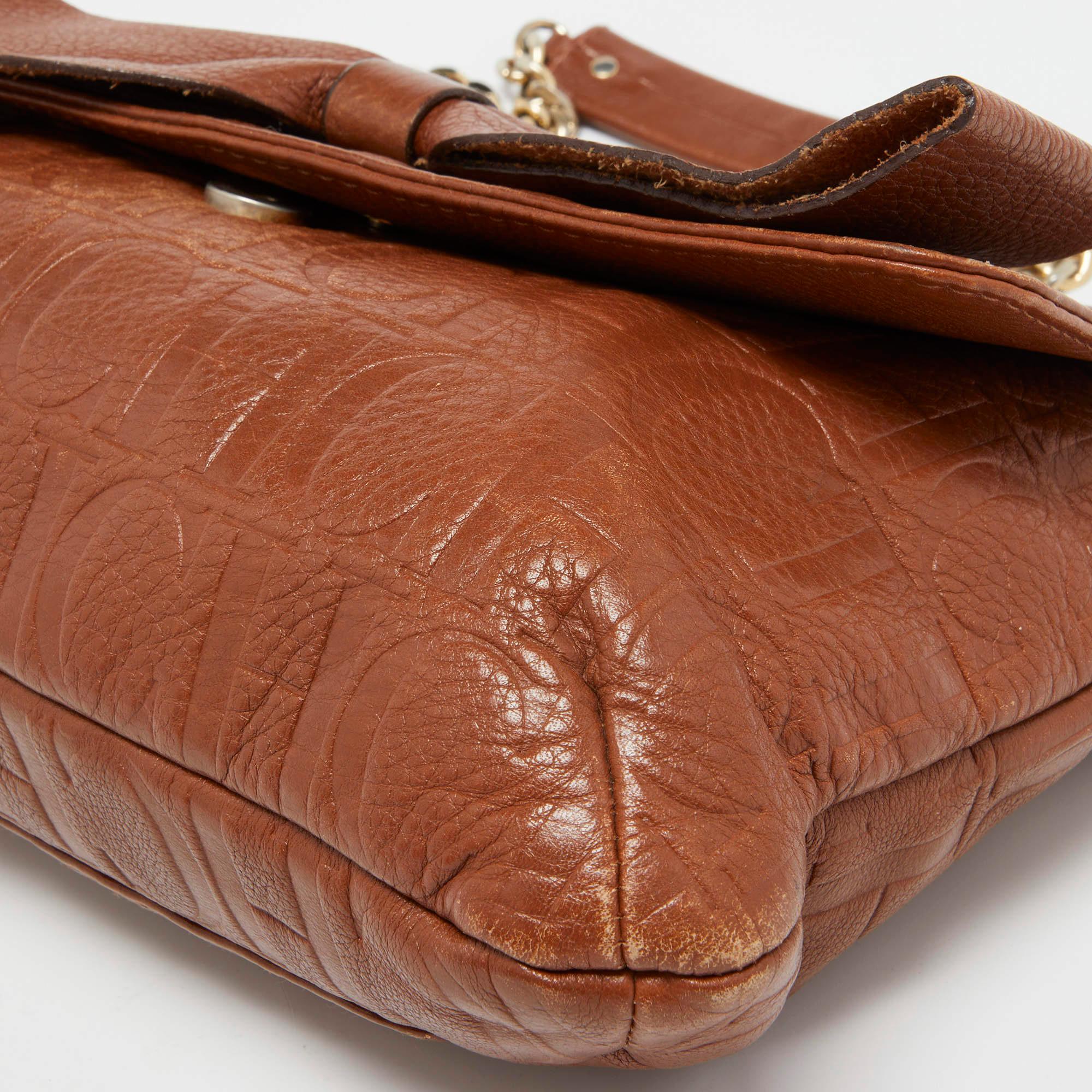 CH Carolina Herrera Brown Monogram Leather Audrey Shoulder Bag 13