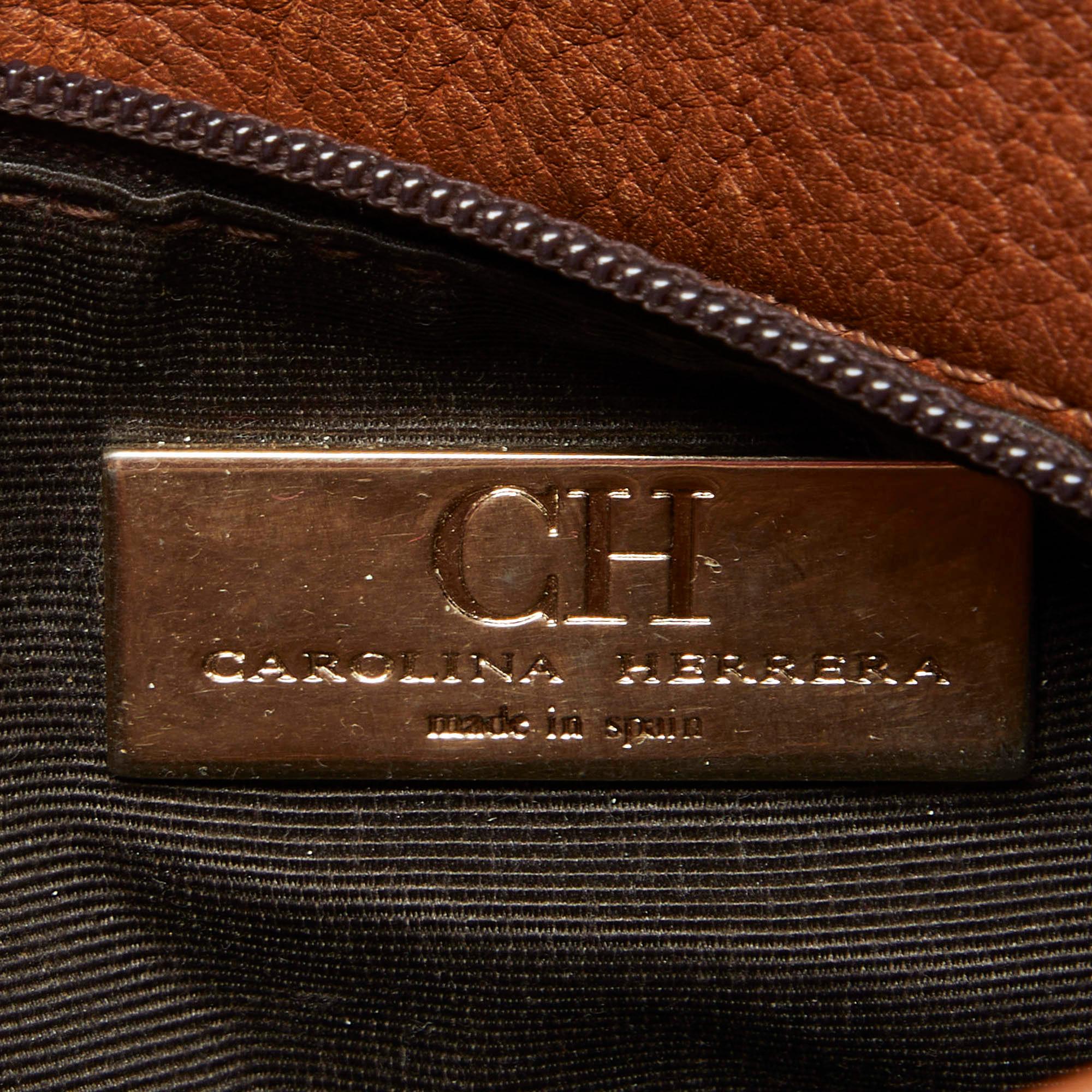 CH Carolina Herrera Brown Monogram Leather Audrey Shoulder Bag 5