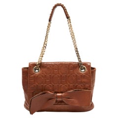 CH Carolina Herrera Brown Monogram Leather Audrey Shoulder Bag