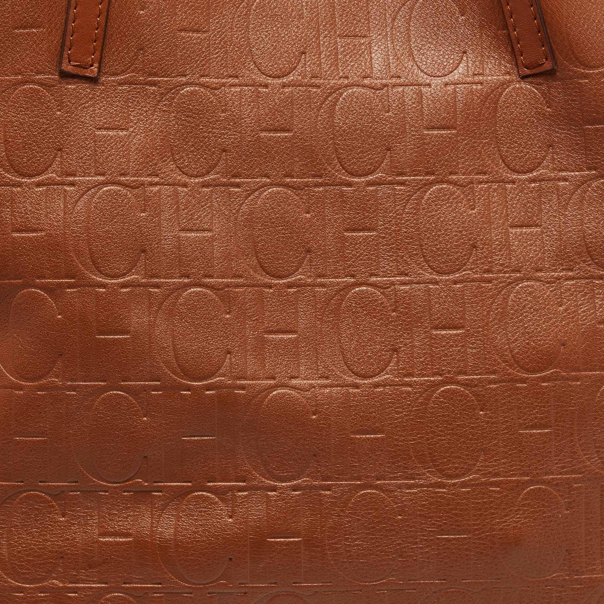 CH Carolina Herrera Brown Monogram Leather Matryoshka Tote 6