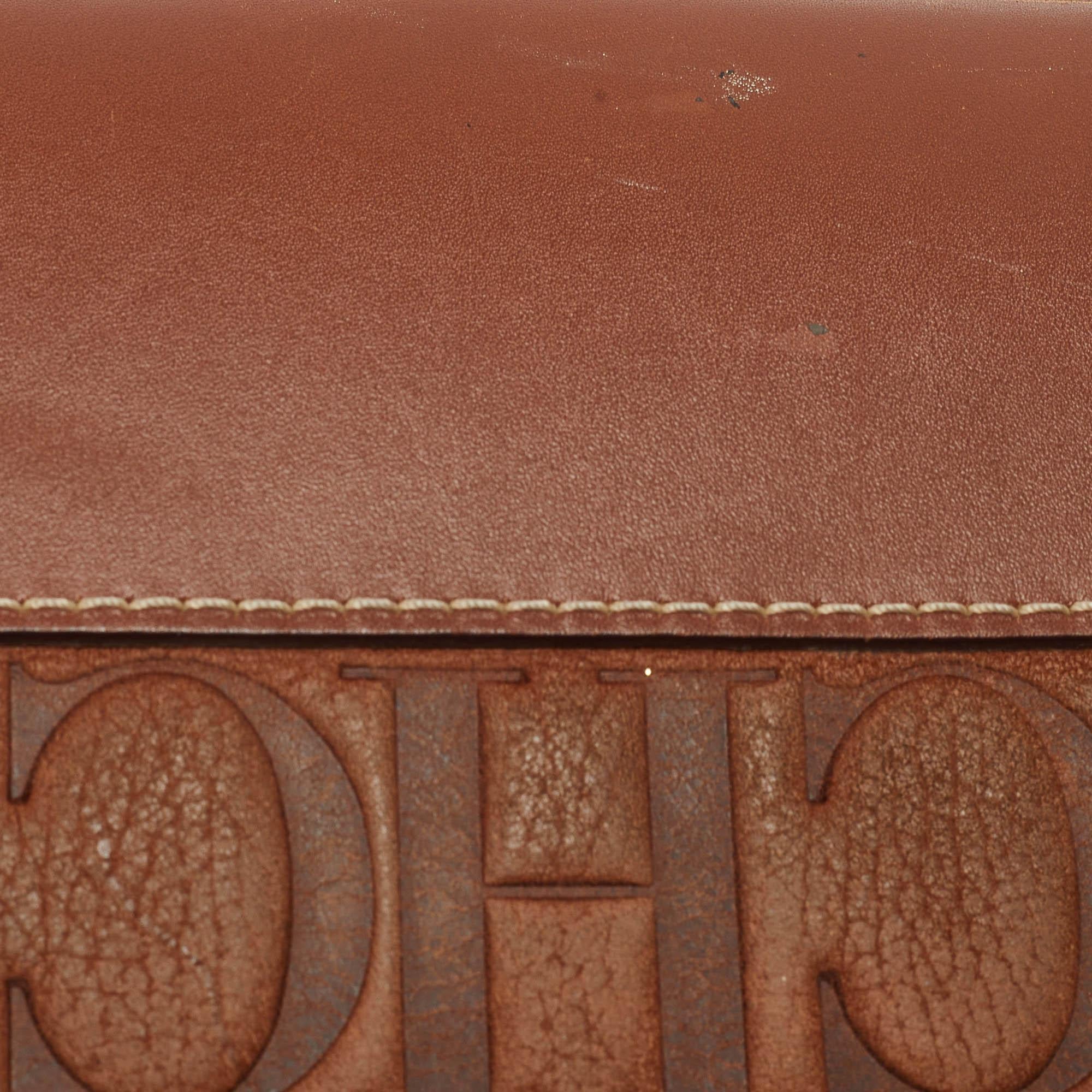 CH Carolina Herrera Brown Monogram Nubuck Leather Tote 6