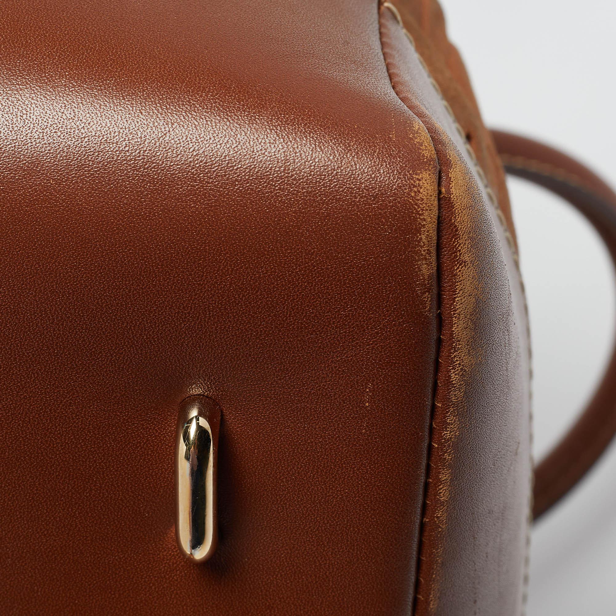 CH Carolina Herrera Brown Monogram Nubuck Leather Tote 5