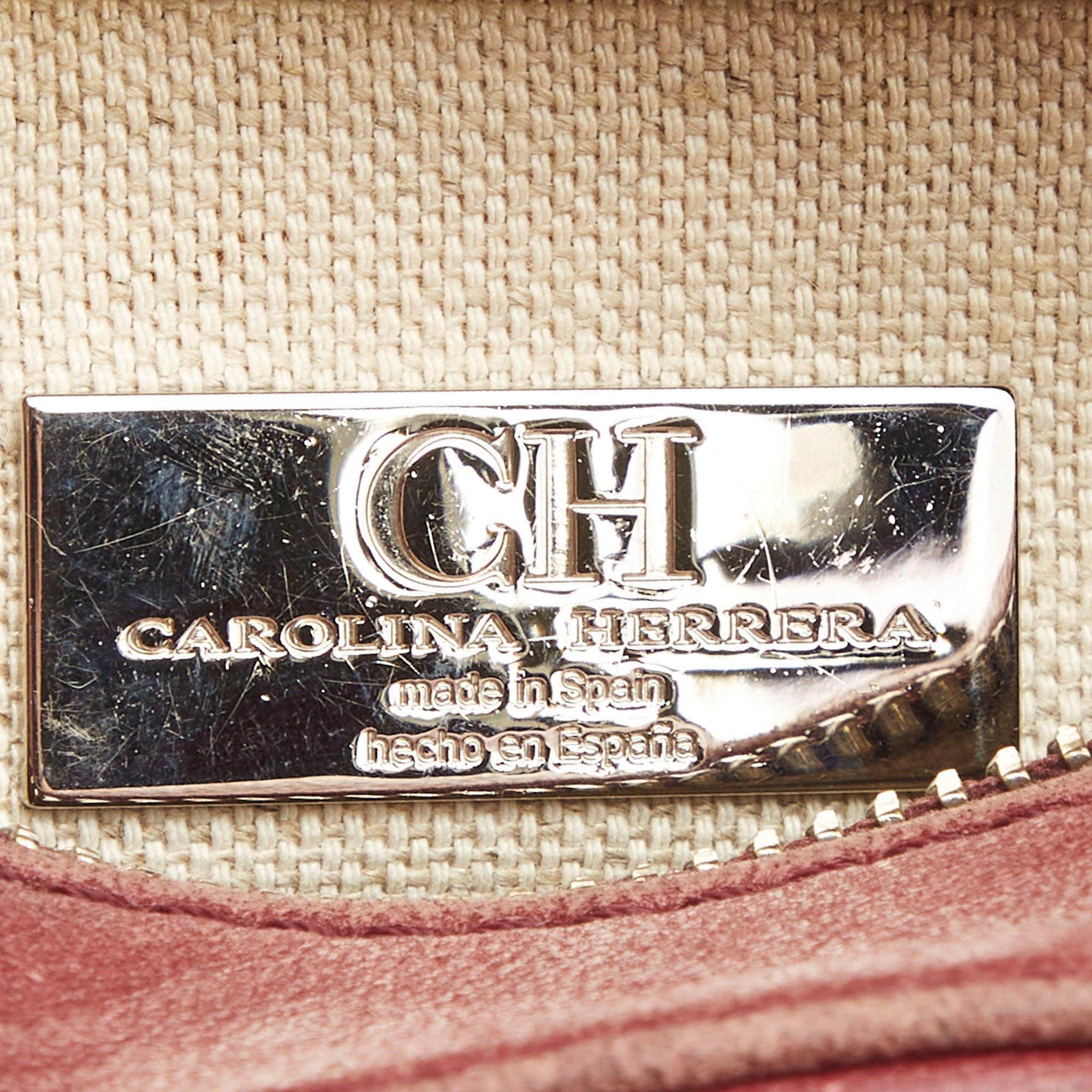 CH Carolina Herrera Burgundy Chevron Leather Logo Camera Crossbody Bag For Sale 4
