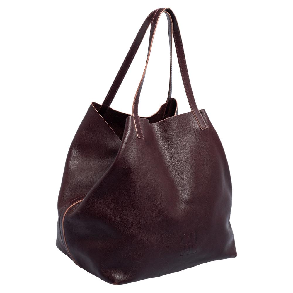 CH Carolina Herrera Burgundy Leather Matryoshka Tote 5