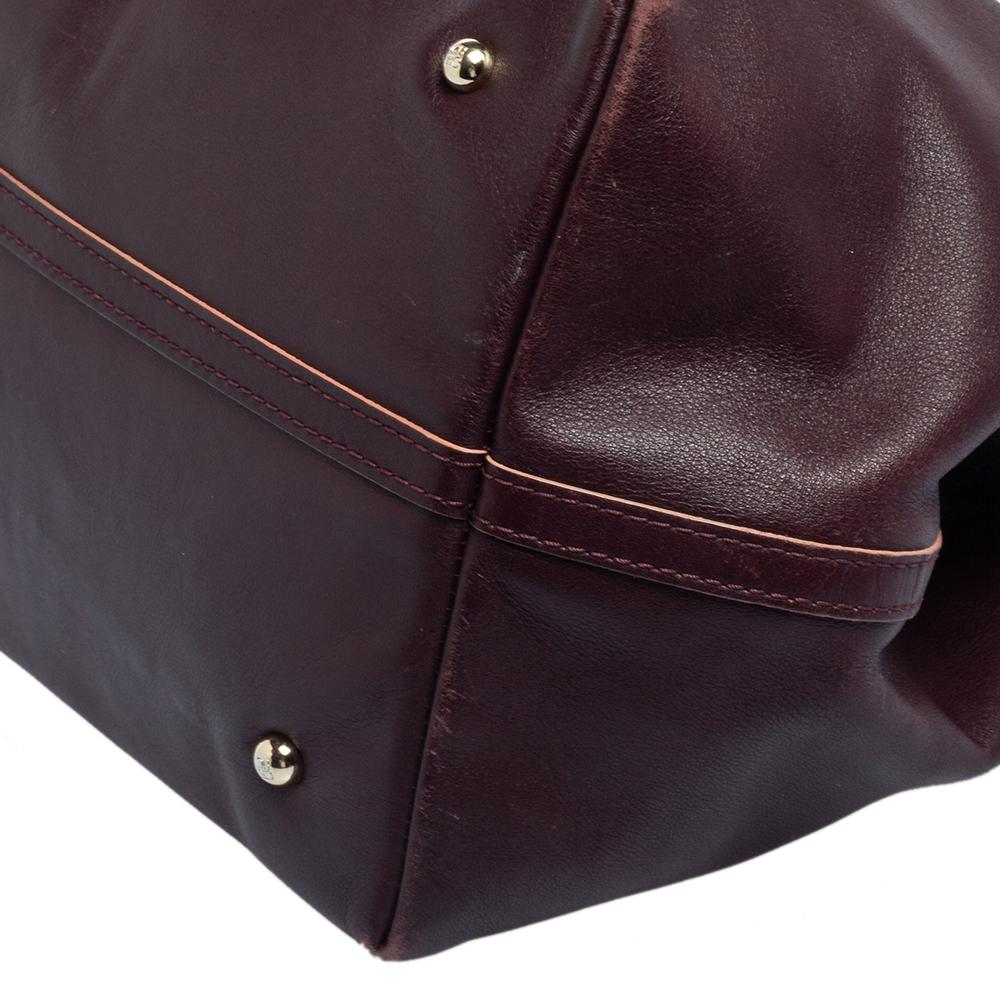 CH Carolina Herrera Burgundy Leather Matryoshka Tote 2