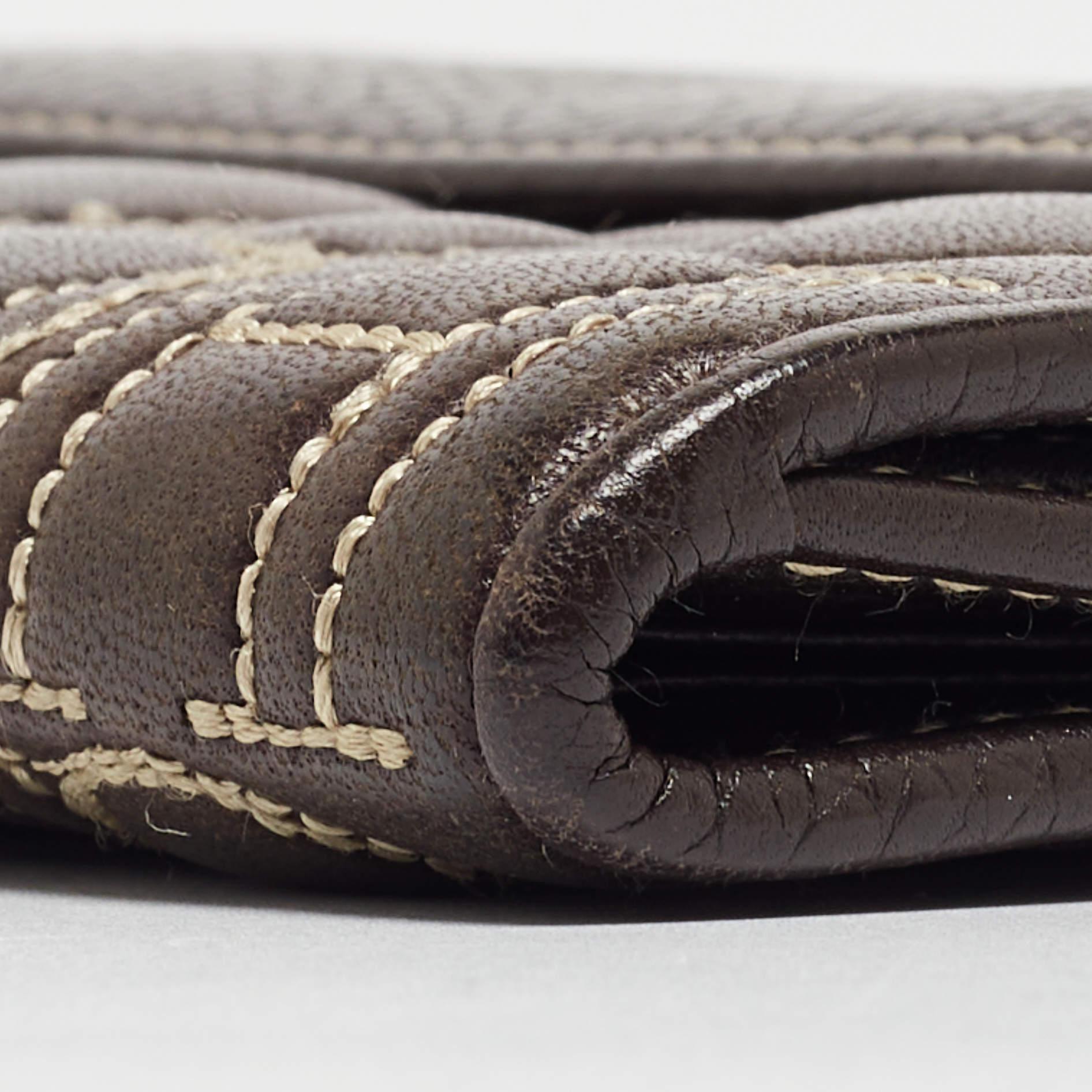 CH Carolina Herrera Choco Brown Monogram Leather Wallet For Sale 5