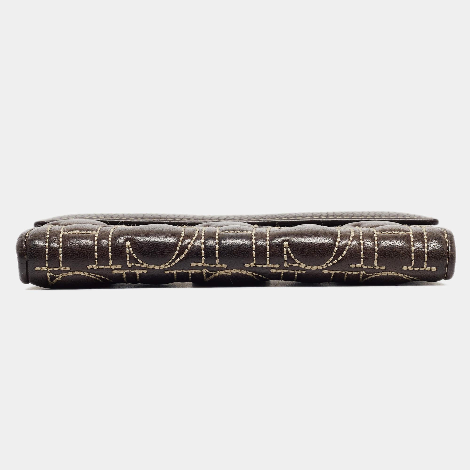 CH Carolina Herrera Choco Brown Monogram Leather Wallet For Sale 1