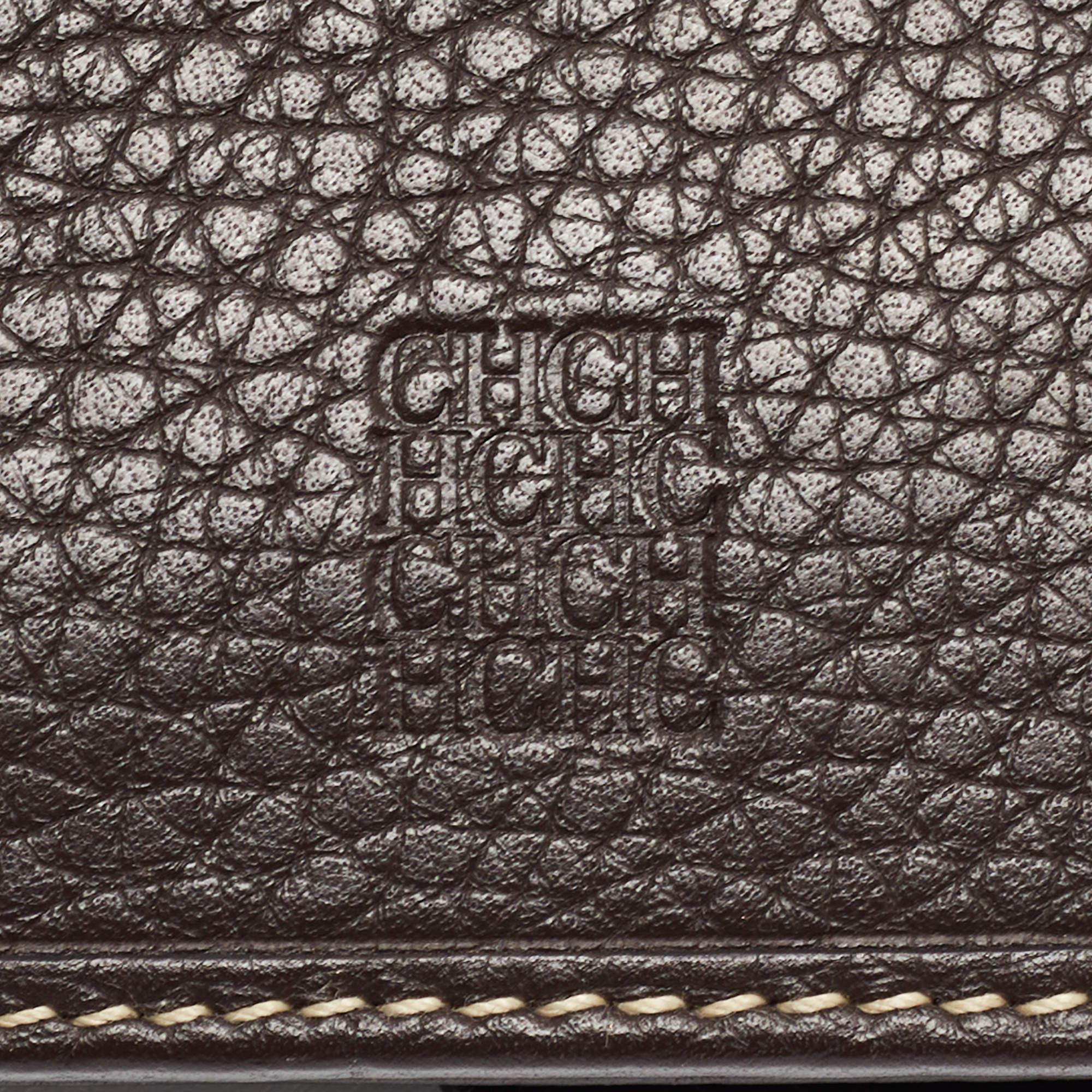 CH Carolina Herrera Choco Brown Monogram Leather Wallet For Sale 4