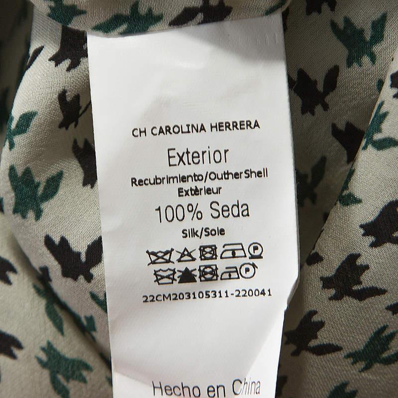 CH Carolina Herrera Cream Geometric Print Silk Blouse M 1