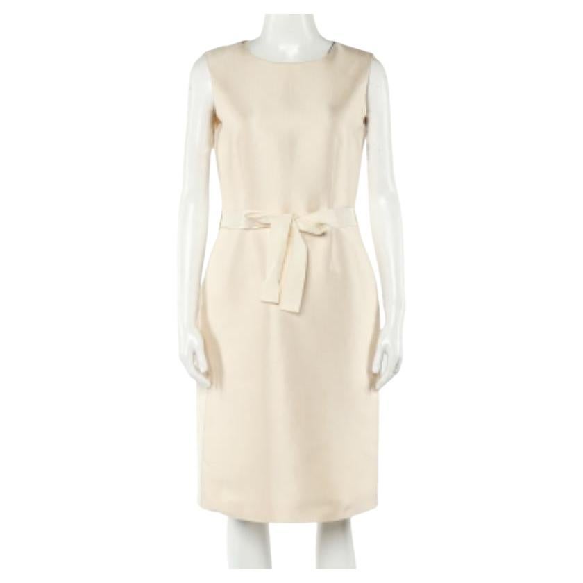 CH Carolina Herrera Crema Vestido sin mangas con cinturón M