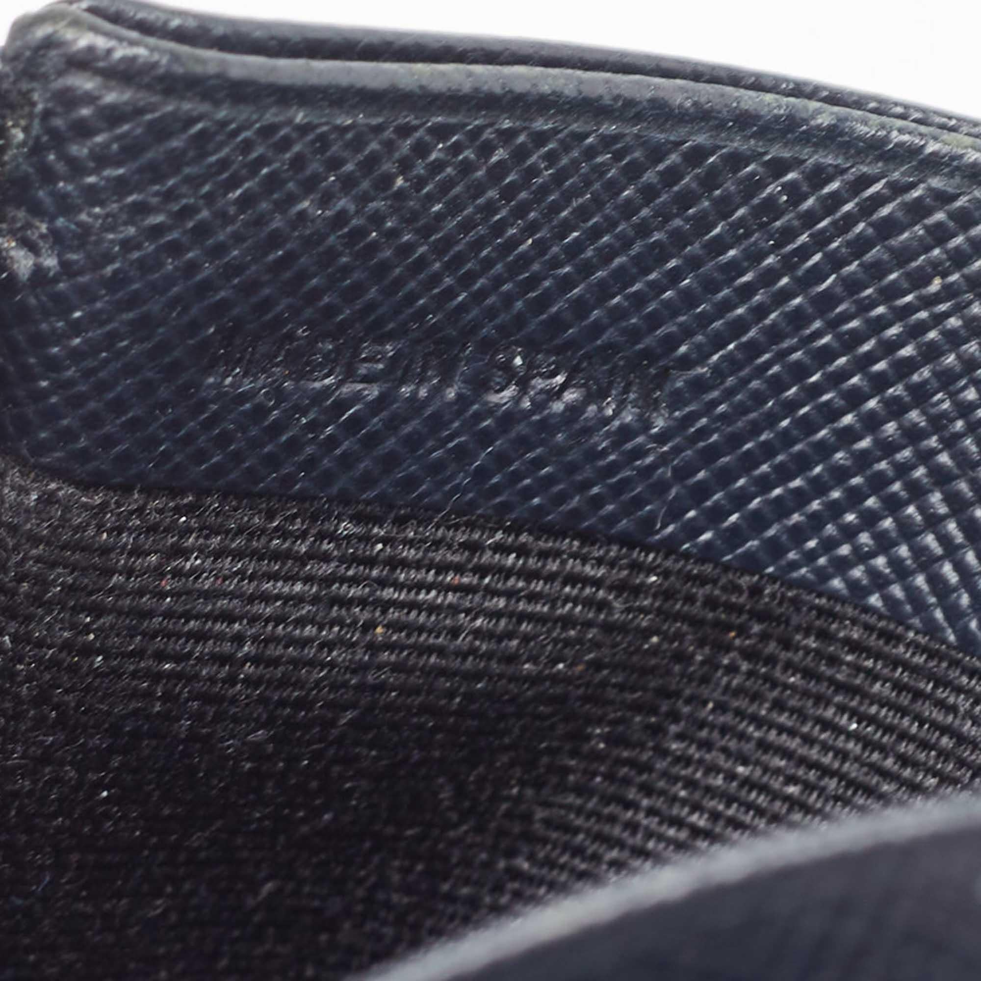 CH Carolina Herrera Porte-cartes en cuir embossé monogramme bleu foncé en vente 3
