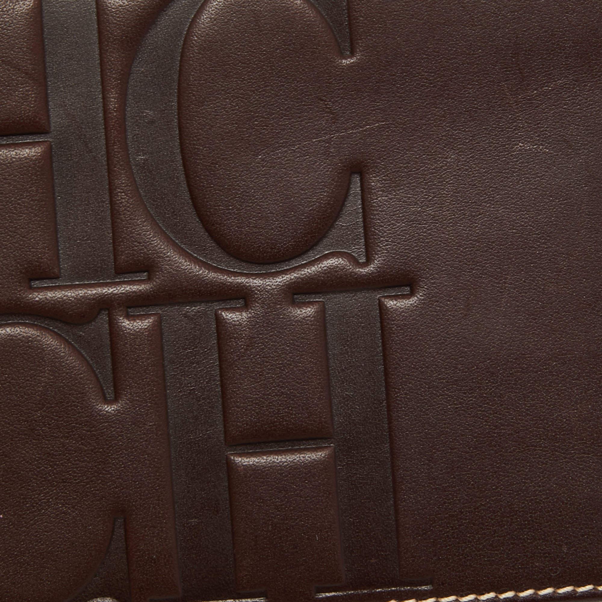 CH Carolina Herrera Dunkelbraunes Leder Portemonnaie Kompakt Brieftasche 1