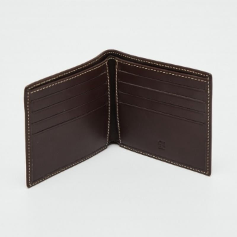 CH Carolina Herrera Portefeuille compact bifold en cuir Brown foncé en vente 3