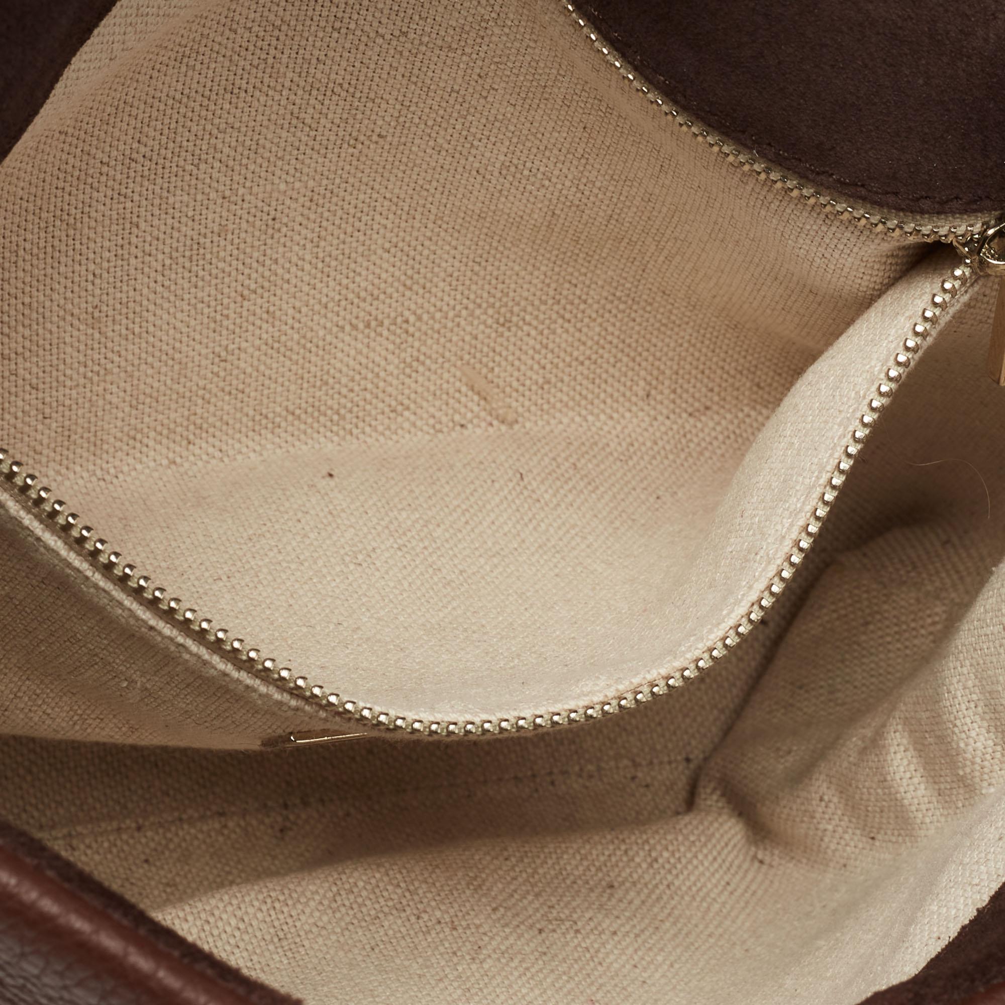 CH Carolina Herrera Dark Brown Leather Metal Flap Top Handle Bag 5