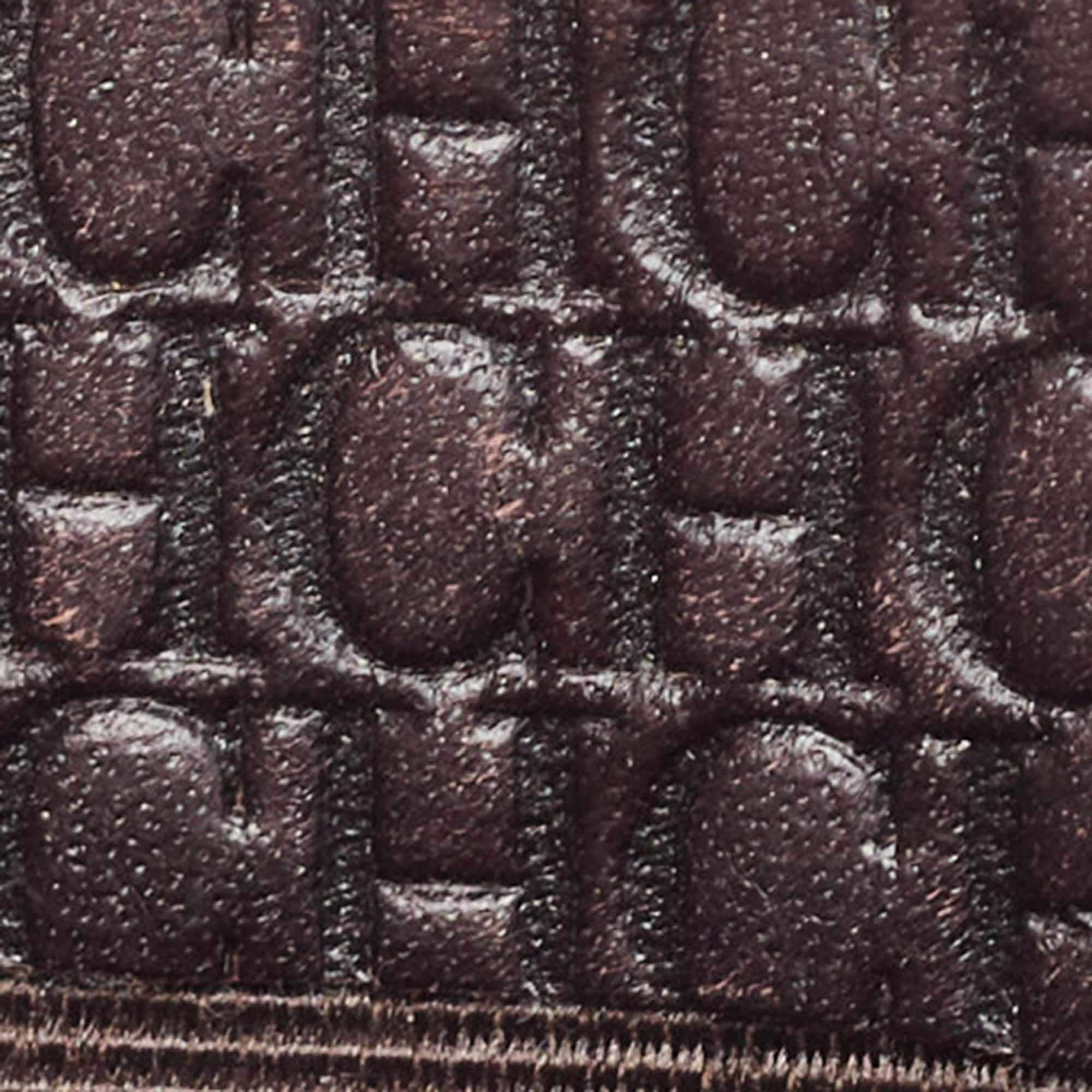 Donna CH Carolina Herrera Portacarte in pelle Monogram marrone scuro in vendita