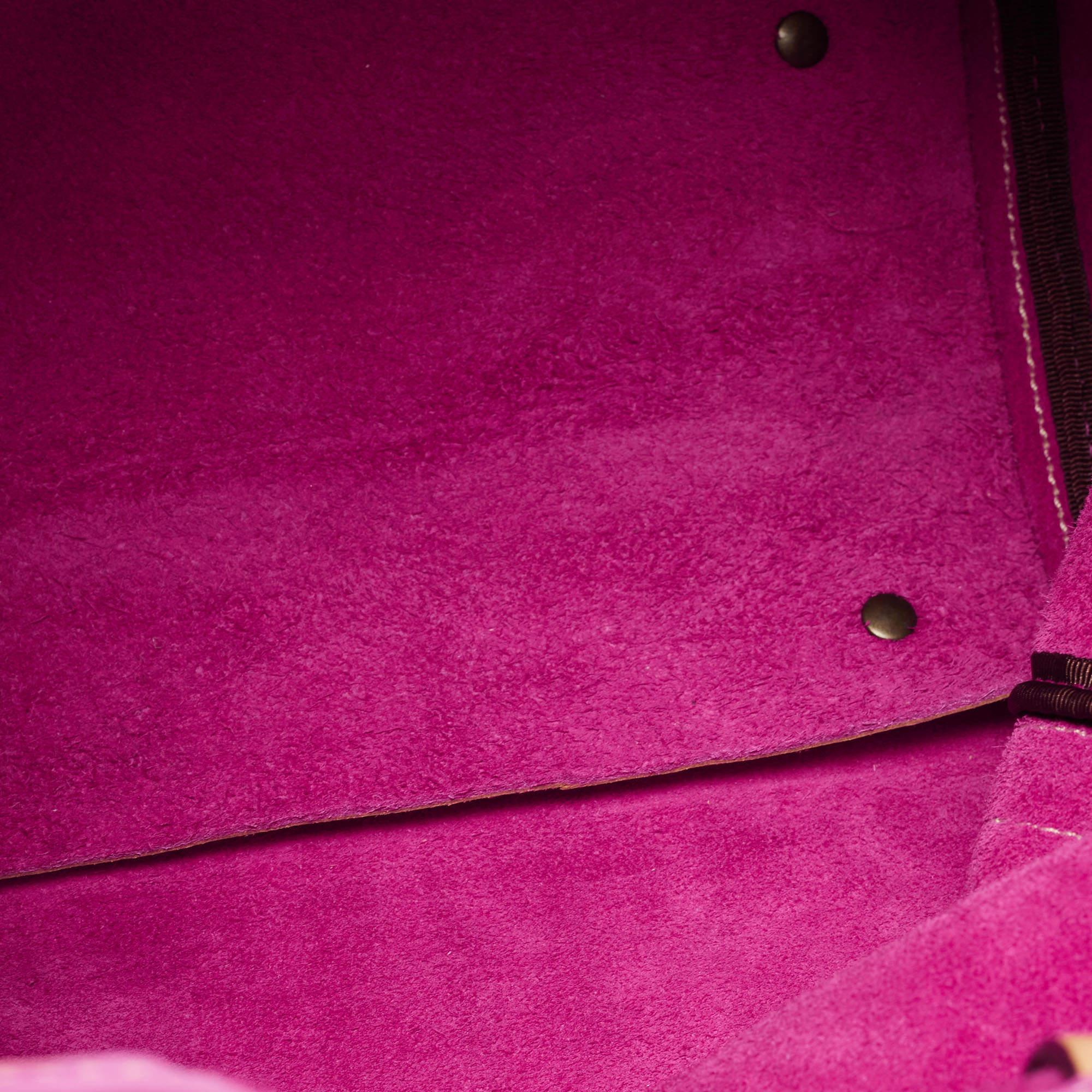 CH Carolina Herrera Fuchsia Monogram Embossed Leather Andy Tote 7