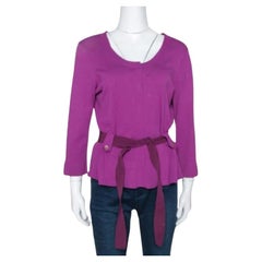 CH Carolina Herrera Fuschia Stretch Knit Belted Cardigan L