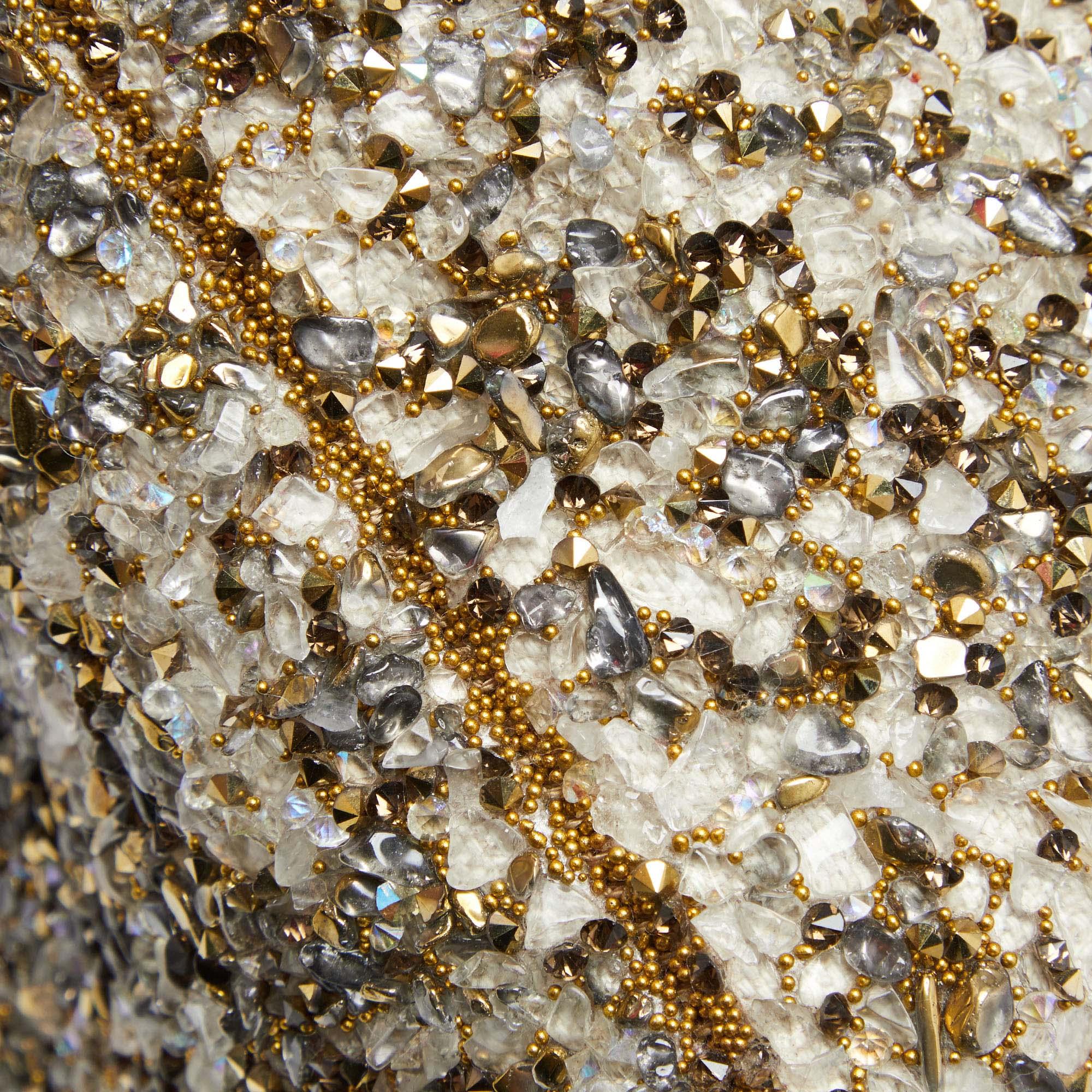 CH Carolina Herrera Gold/Black Leather and Crystals Embellished Duchess Tote In Good Condition In Dubai, Al Qouz 2
