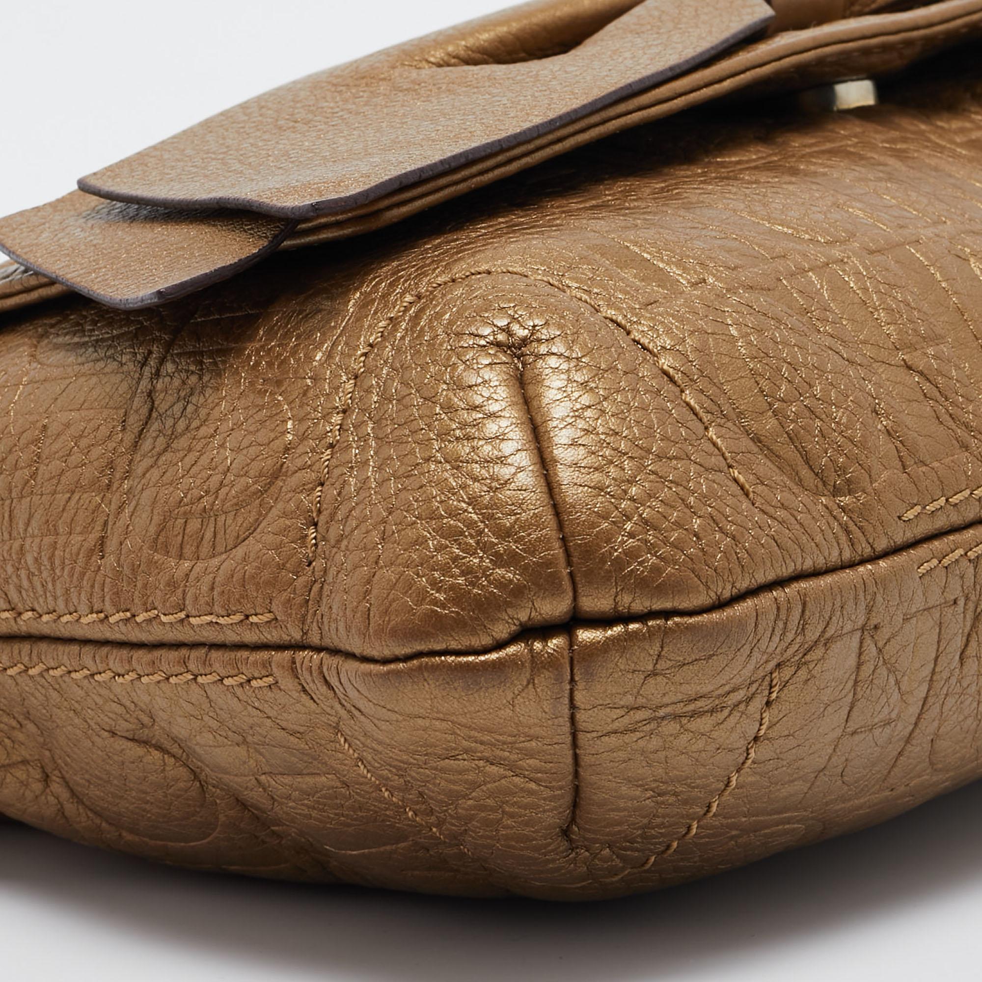 CH Carolina Herrera Gold Monogram Leather Audrey Shoulder Bag 5
