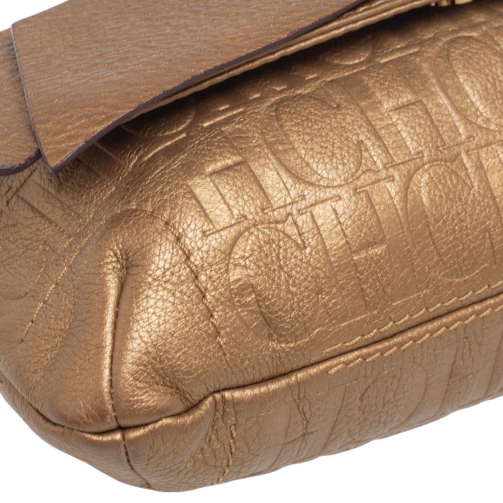 CH Carolina Herrera Gold Monogram Leather Audrey Shoulder Bag 3