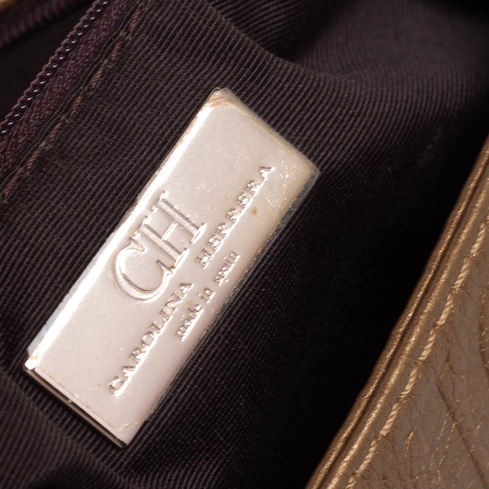 CH Carolina Herrera Gold Monogram Leather Audrey Shoulder Bag 1