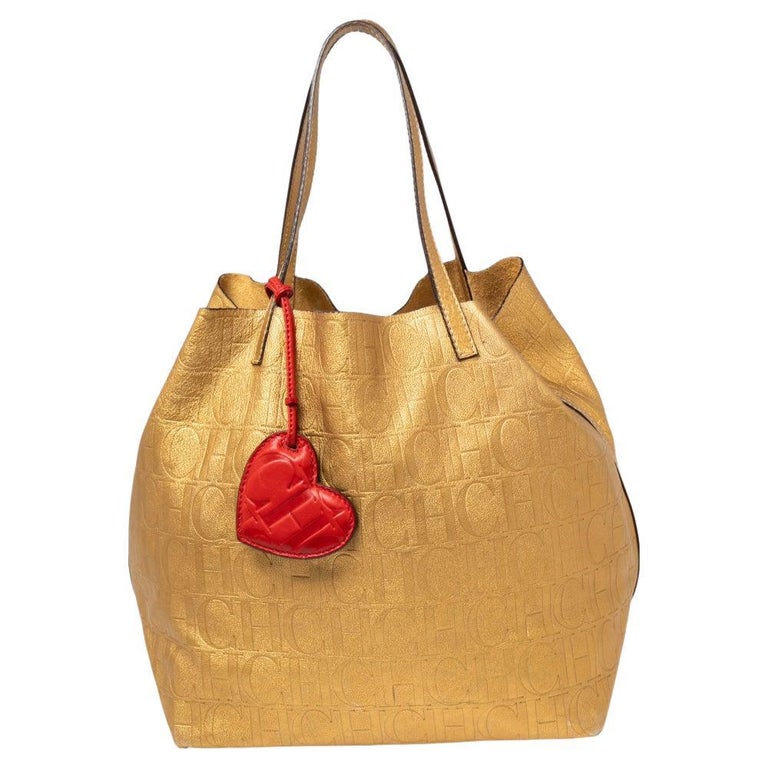 Carolina Herrera Gold CH Monogram Handbag