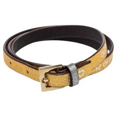 CH Carolina Herrera Gold Printed Leather Triple Wrap Bracelet