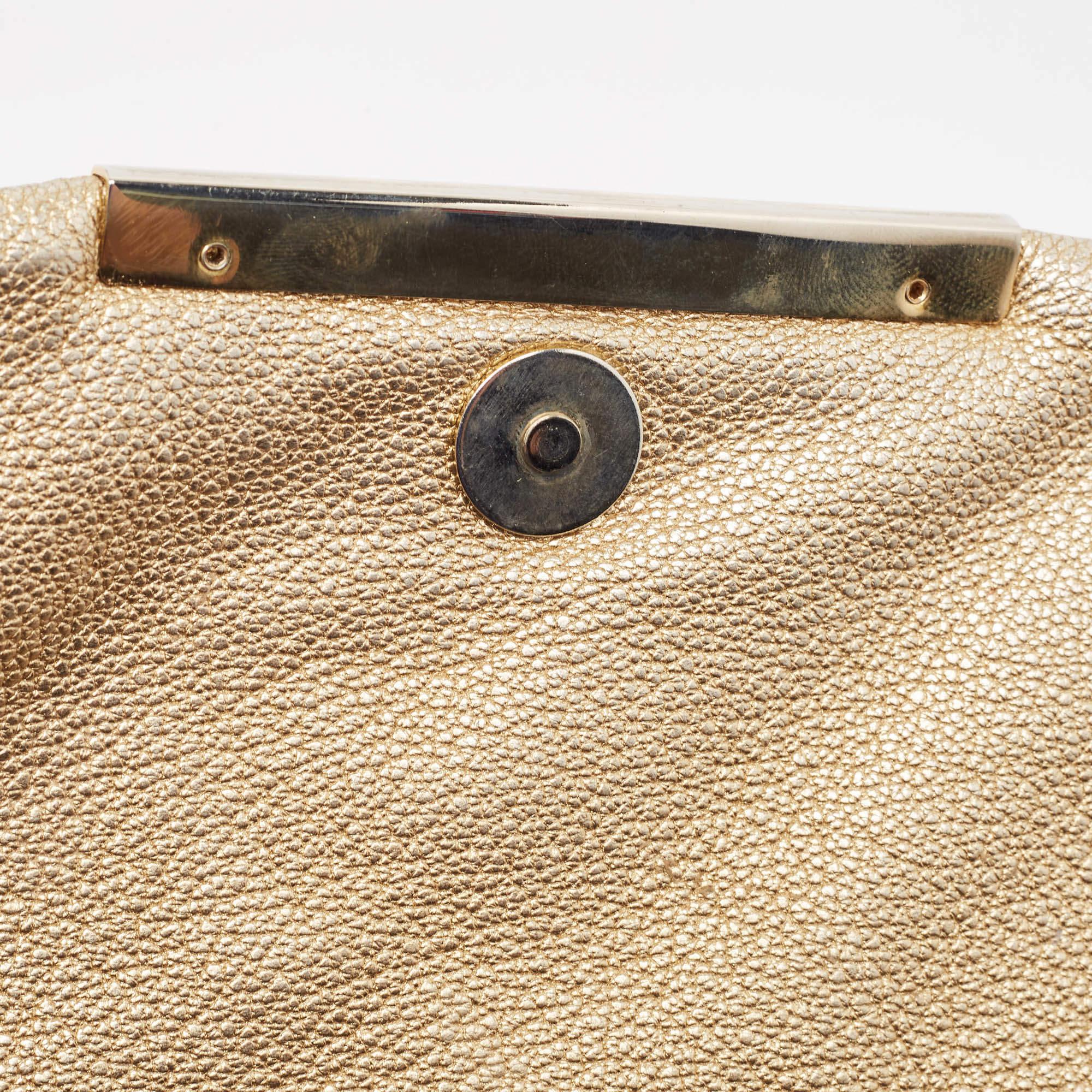 CH Carolina Herrera Gold Quilted Leather Flap Chain Shoulder Bag 2