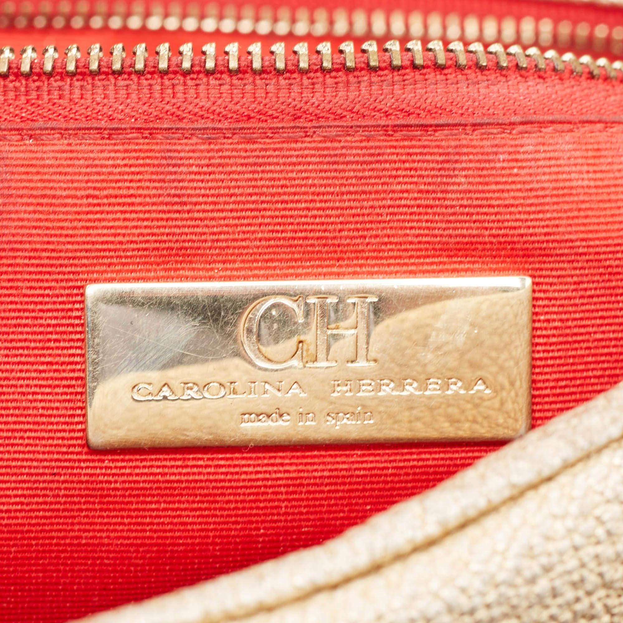 CH Carolina Herrera Gold Quilted Leather Flap Chain Shoulder Bag 5