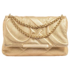 CH Carolina Herrera Gold Quilted Leather Flap Chain Shoulder Bag