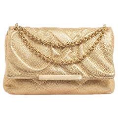 CH Carolina Herrera Gold Quilted Leather Flap Chain Shoulder Bag