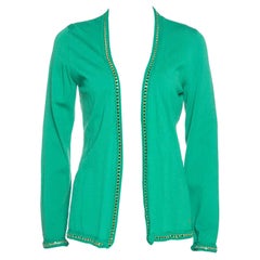 CH Carolina Herrera Chaqueta de punto verde con detalle metálico y frente abierto S
