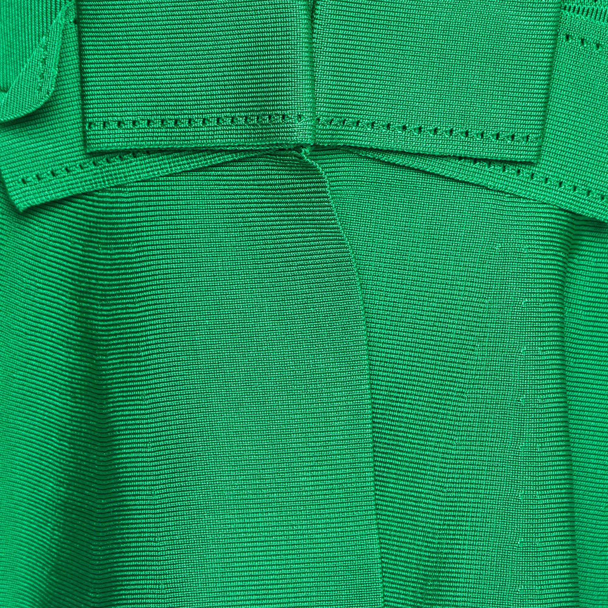 CH Carolina Herrera Green Knit Peplum Top XS For Sale 1