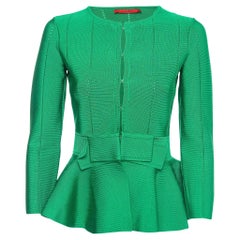 Vintage CH Carolina Herrera Green Knit Peplum Top XS