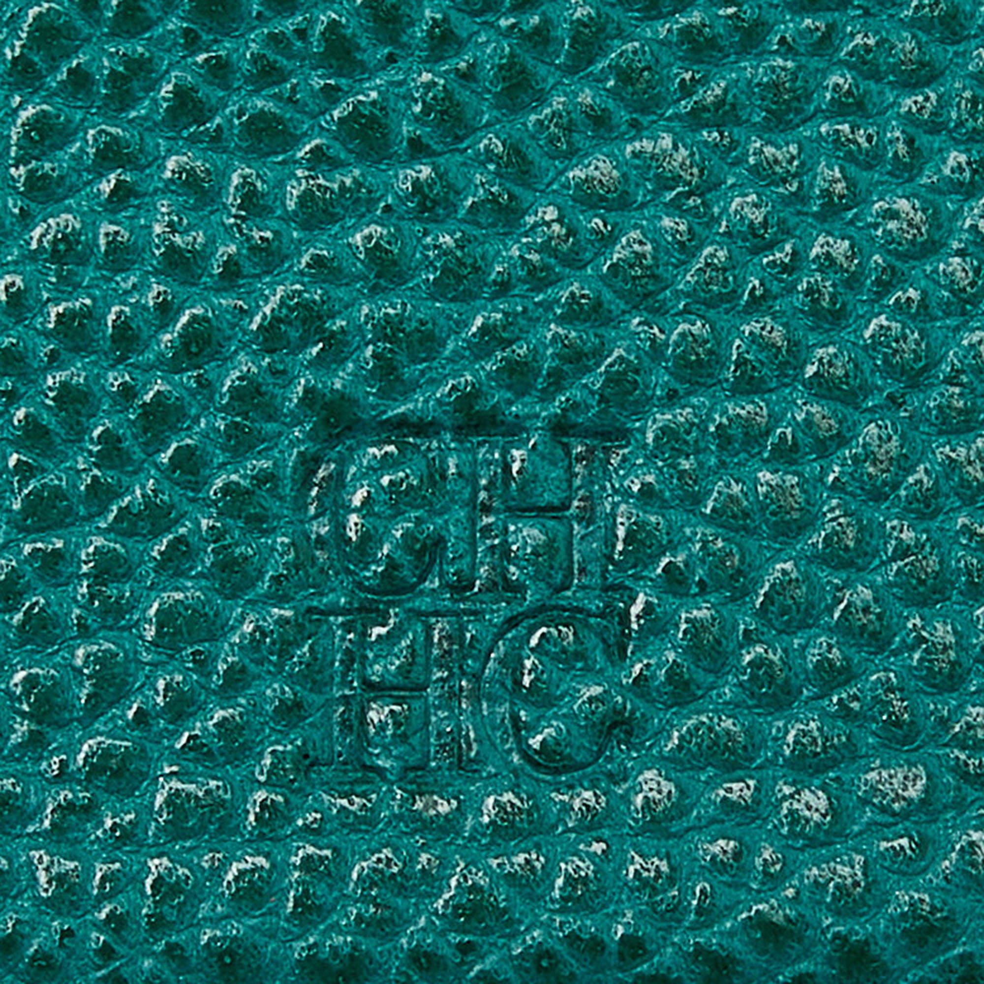 Portafoglio continentale con patta in pelle verde CH Carolina Herrera in vendita 2