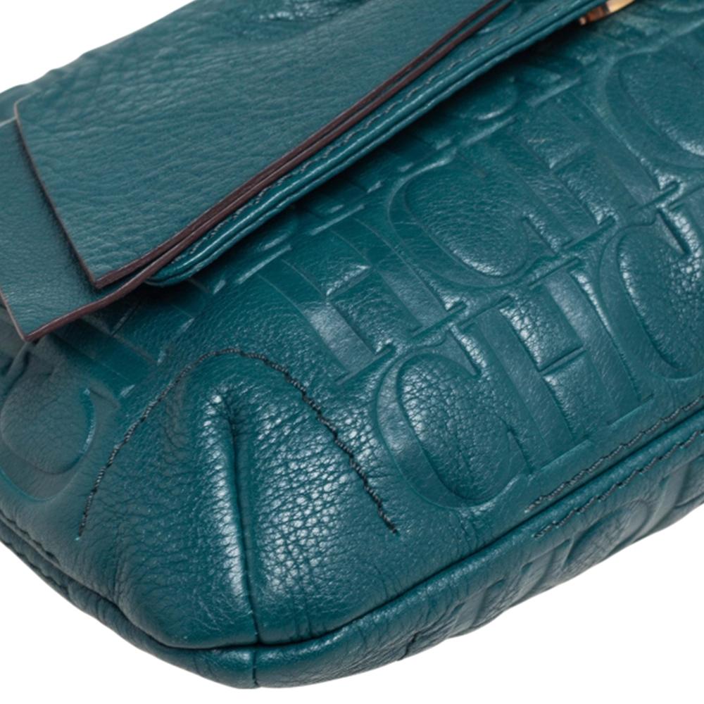 CH Carolina Herrera Green Monogram Leather Audrey Shoulder Bag 1
