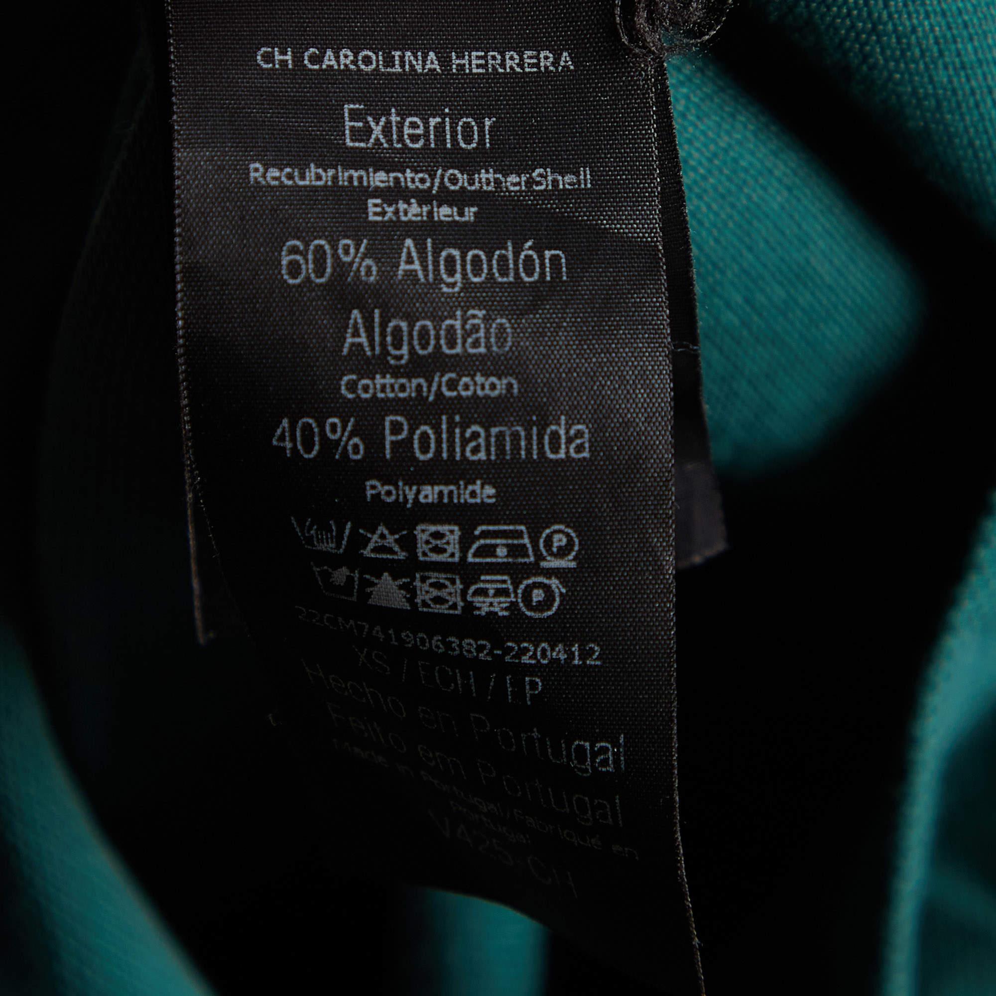 CH Carolina Herrera Maglietta a maniche lunghe in cotone piqué verde XS in vendita 1