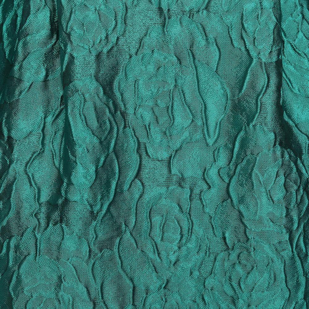 Women's CH Carolina Herrera Green Silk Jacquard Long Sleeve Sheath Dress S For Sale