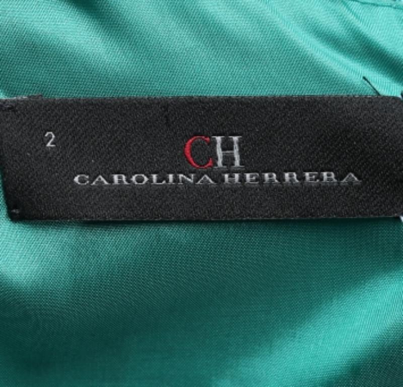 Donna CH Carolina Herrera Tubino verde in seta jacquard a maniche lunghe S in vendita