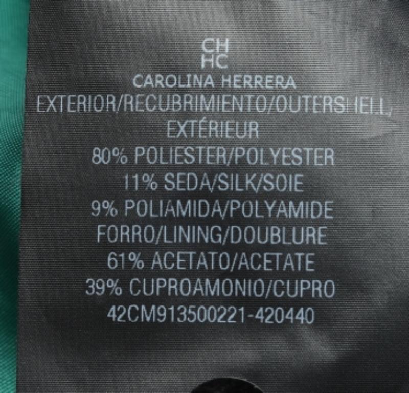 CH Carolina Herrera Tubino verde in seta jacquard a maniche lunghe S in vendita 1