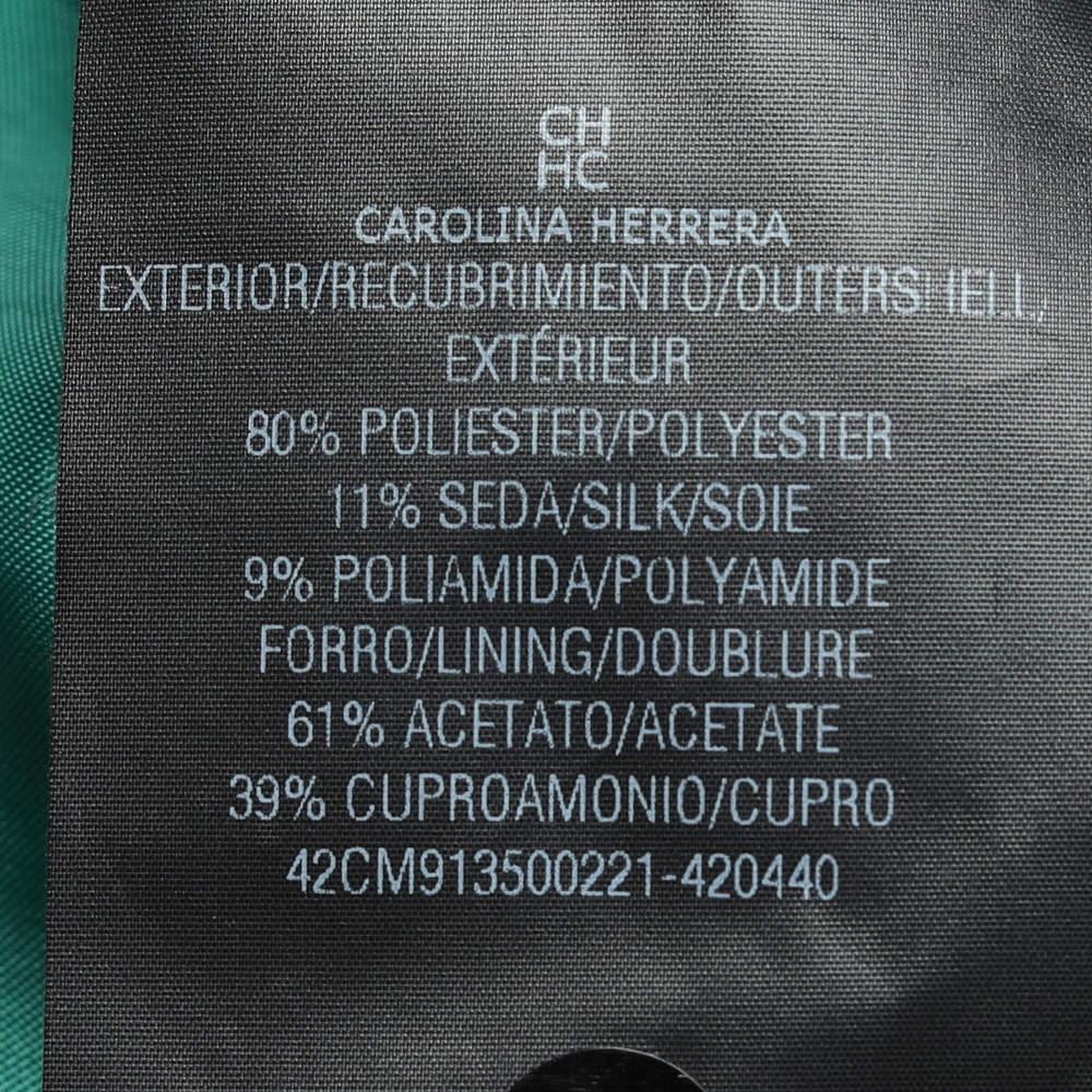 CH Carolina Herrera Green Silk Jacquard Long Sleeve Sheath Dress S For Sale 2