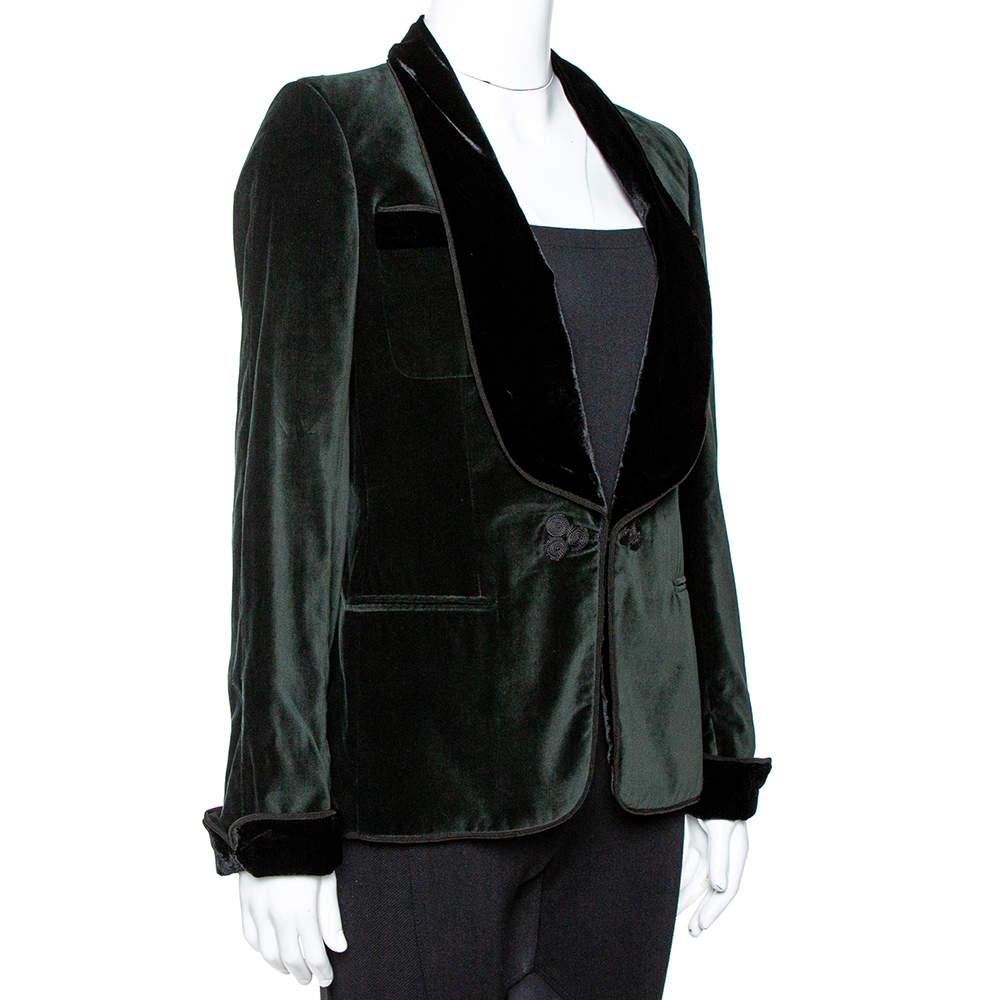 CH Carolina Herrera Green Velvet Tuxedo Blazer M For Sale 1