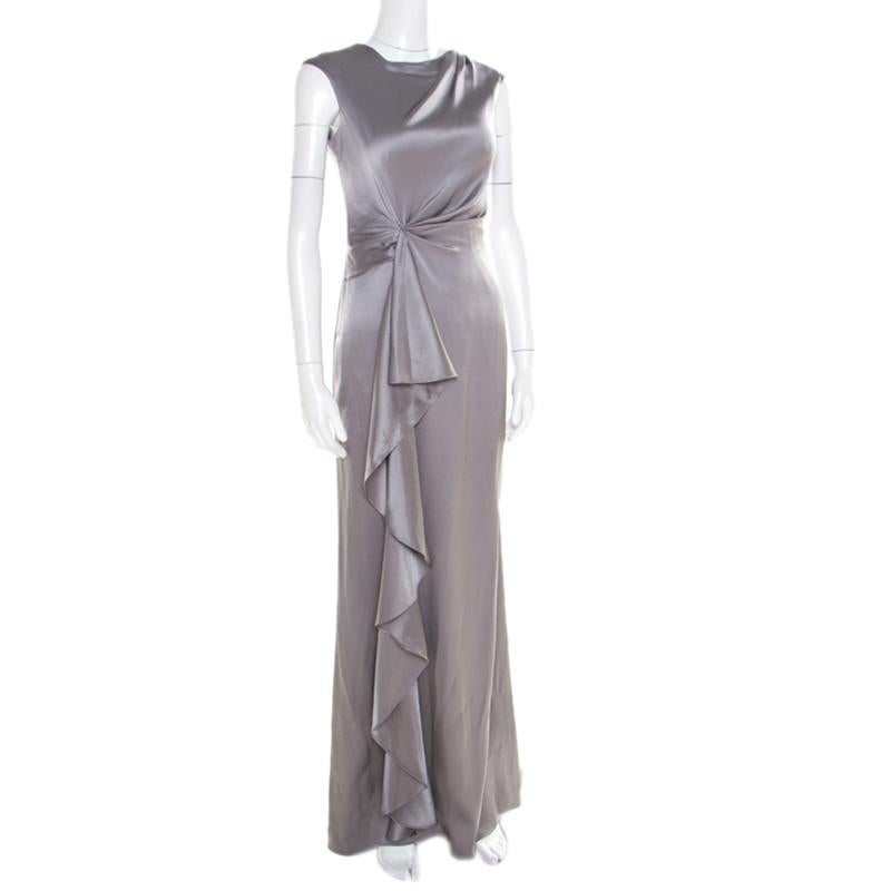 grey silk maxi dress