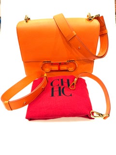 CH Carolina Herrera Initials Insignia Satchel Medium • Orange Leather • SS 22