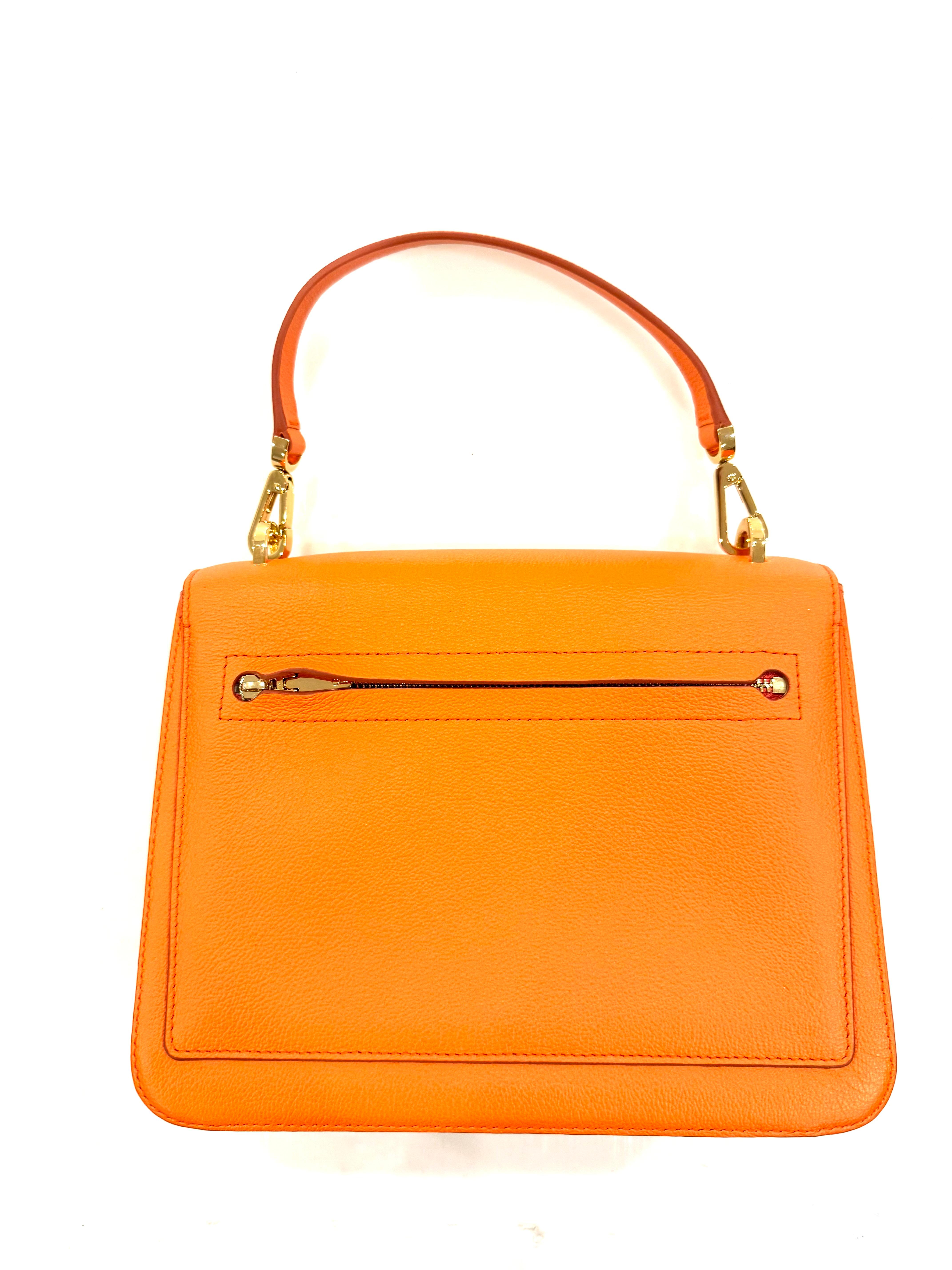 Women's or Men's CH Carolina Herrera Initials Insignia Satchel Medium • Orange Leather • SS 22 For Sale