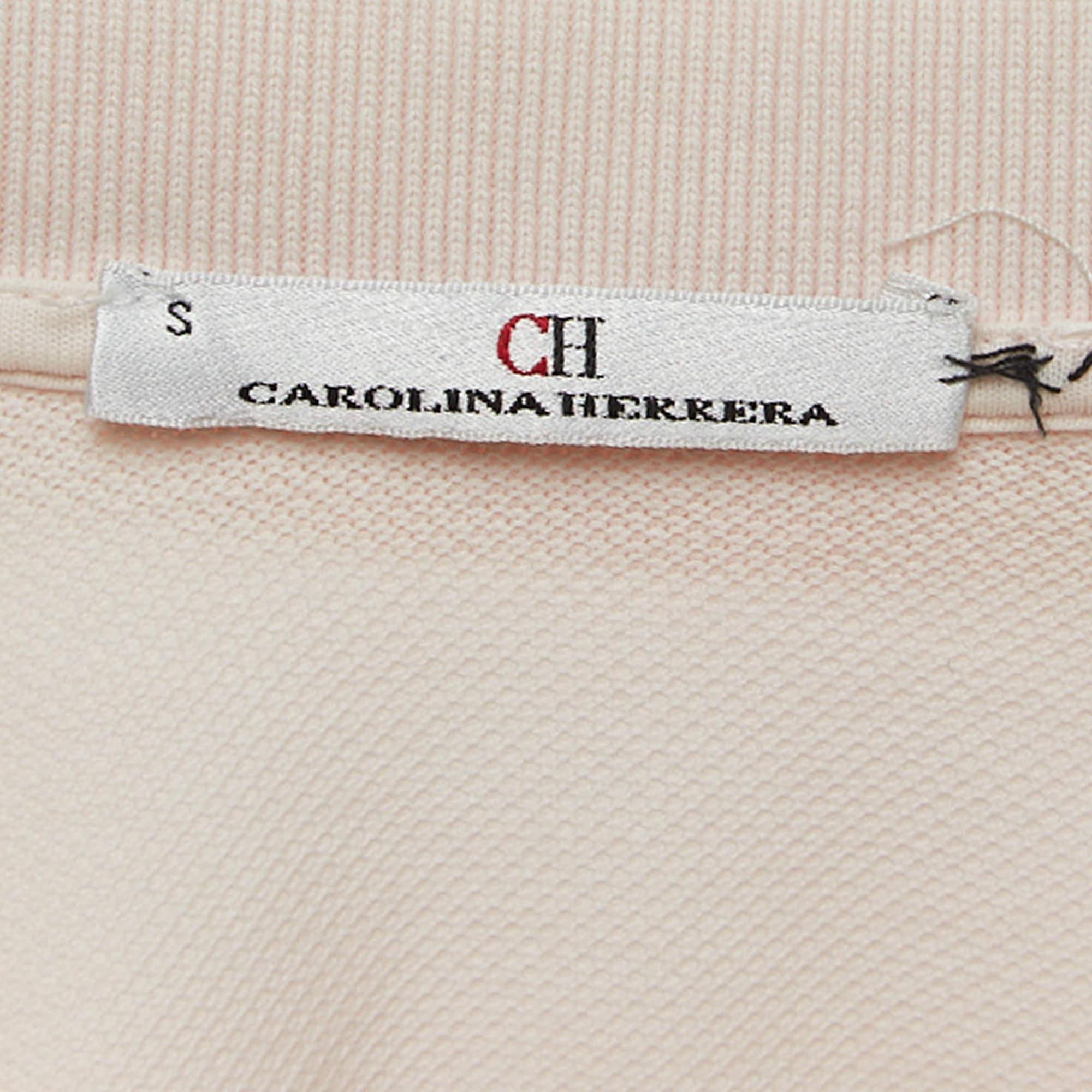 CH Carolina Herrera Mini Polo in cotone rosa chiaro S In condizioni buone in vendita a Dubai, Al Qouz 2