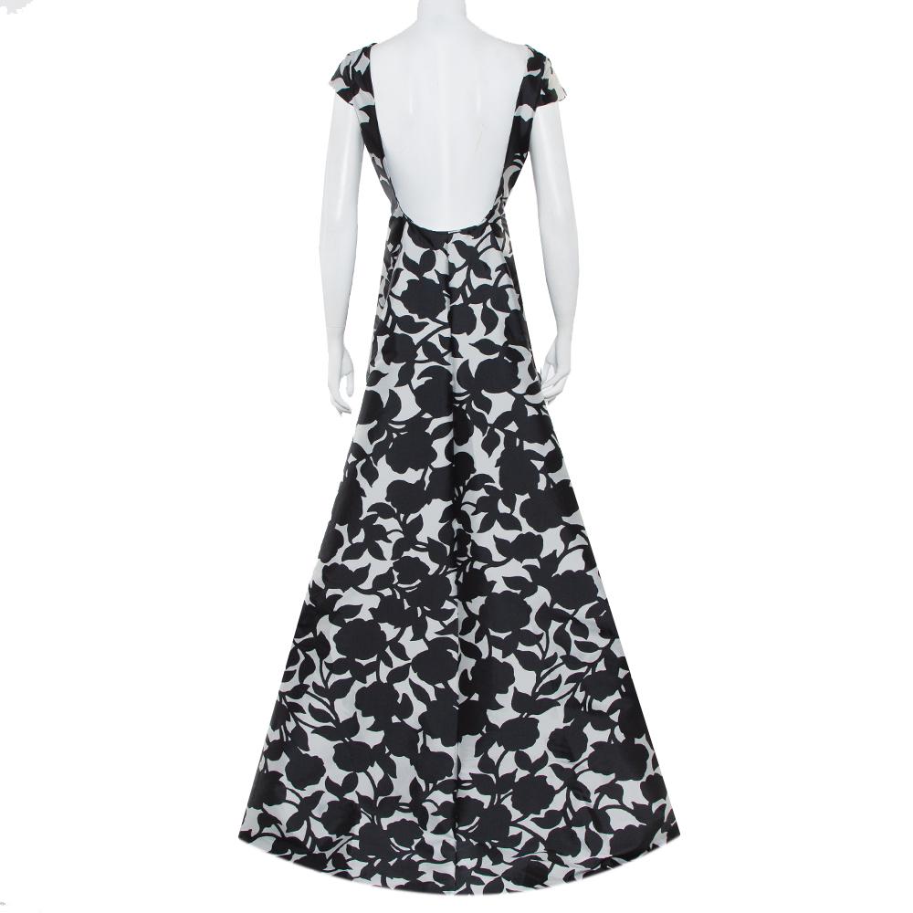 CH Carolina Herrera Monochrom bedrucktes ärmelloses Kleid mit Rundhalsausschnitt L (Schwarz)