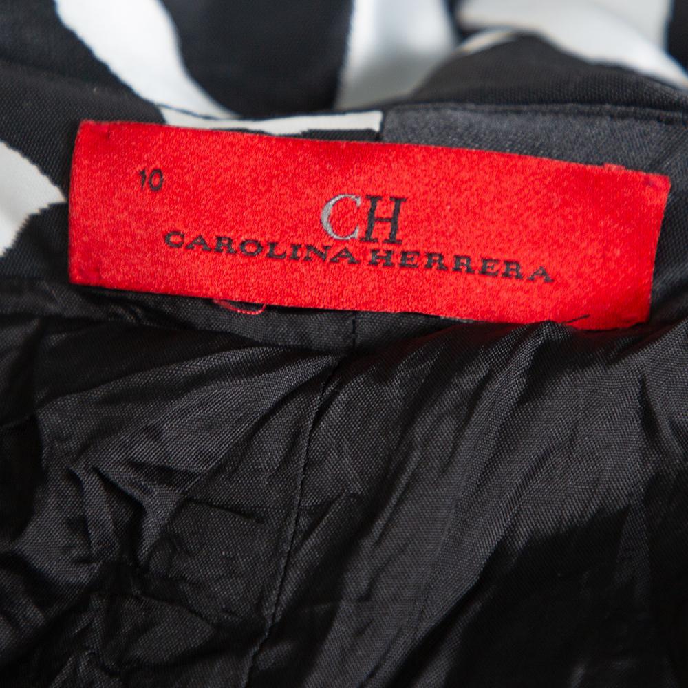 CH Carolina Herrera Monochrom bedrucktes ärmelloses Kleid mit Rundhalsausschnitt L im Zustand „Gut“ in Dubai, Al Qouz 2